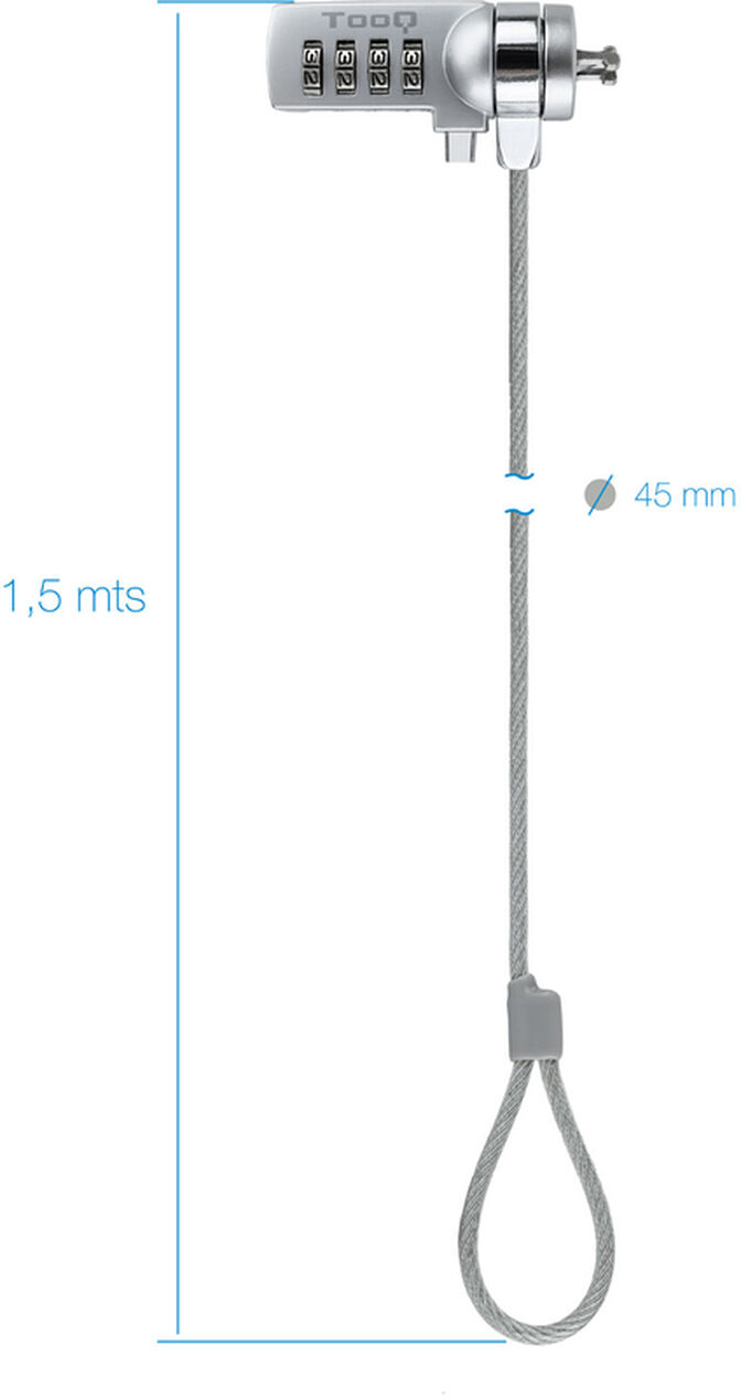 Candado Antirrobo Tooq con Combinaci&oacute;n 1,50 metros image number 2