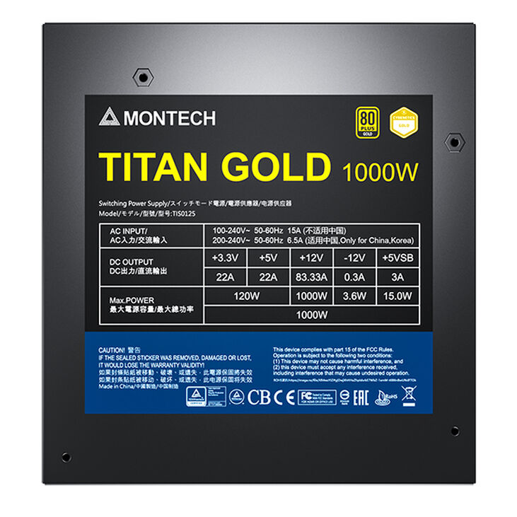 Fuente Modular Montech Titan 1000W 80 Plus Gold PCIE5 (Cybenetics Gold) image number 5