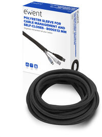 Manga Flexible Ewent EW1561 p/ Organizar Cables com Fecho 8000x13mm Preta