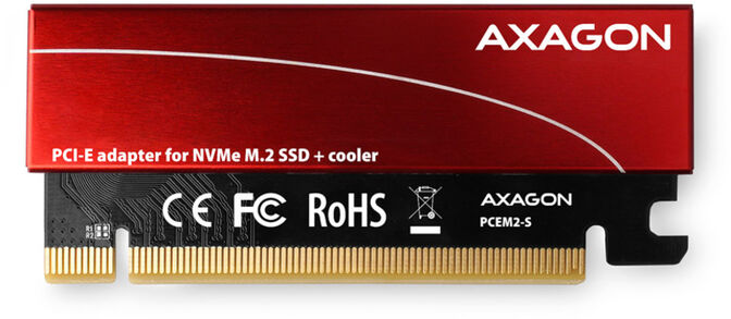 Adaptador AXAGON PCEM2-N PCIe-3.0-x16, 1x M.2/NVMe/SSD con disipador pasivo image number 4