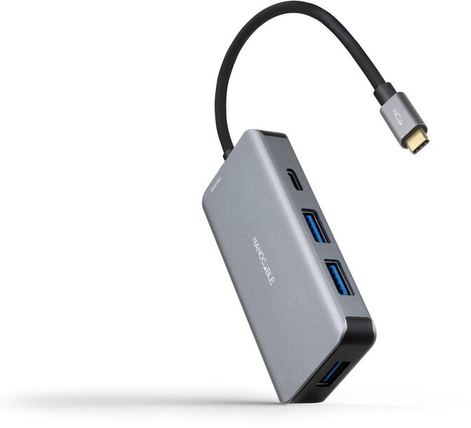 Hub USB-C Nanocable 3x USB-A + USB-C + USB-C PD (100W) 15 CM Aluminio image number 0