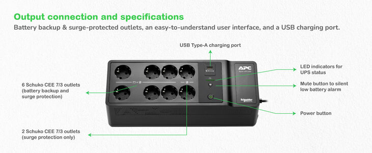 UPS APC Back-UPS 500VA 8 Tomas Schuko image number 3
