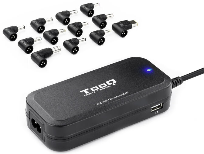 Cargador de Port&aacute;til Tooq 90W 2x USB 12 Conectores Negro image number 0
