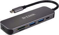 HUB USB D-Link USB-C Macho > 2 x USB 3.0 (SS) + 1 x USB-C (Thunderbolt 3) + Leitor de Cartões
