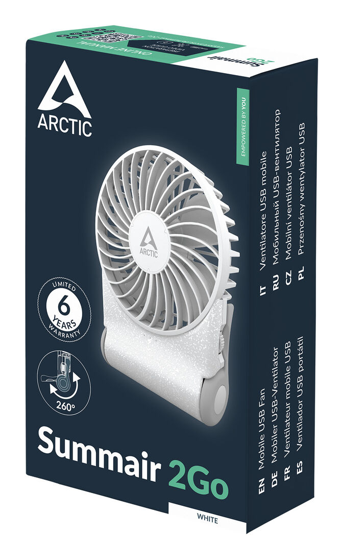 Ventilador Port&aacute;til Arctic Summair 2Go Recargable USB-C para Escritorio - Blanco image number 7