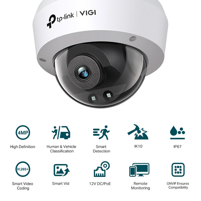 C&aacute;mara de Vigilancia TP-Link VIGI C240 4mm 4MP Full-Color Exterior PoE Dome QHD 1440p IP67 image number 1