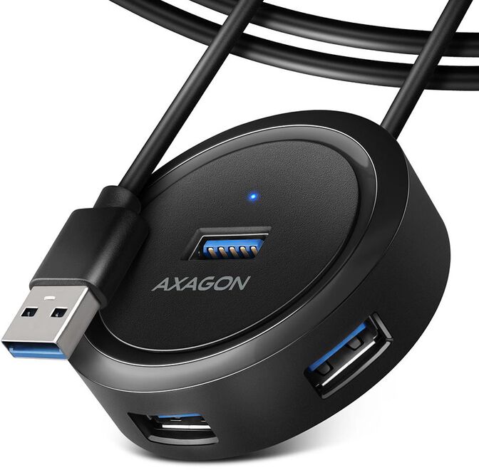 HUB USB AXAGON HUE-P1AL 4x USB 3.2 Gen 1 ROUND, micro USB power IN image number 0