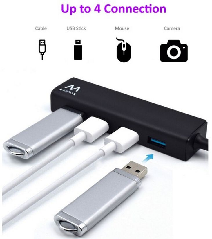 Hub USB Ewent 4 Portas USB 3.1 Gen 1 - C/ Alimentación image number 3