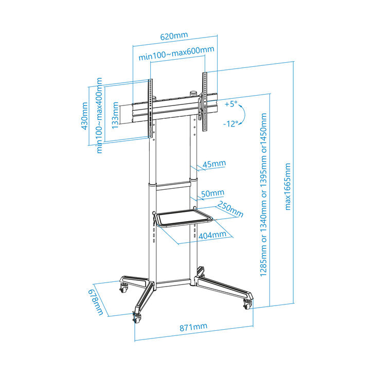 Soporte Móvil Tooq RAMSÉS 37" a 70" Max 50Kg Negro image number 5