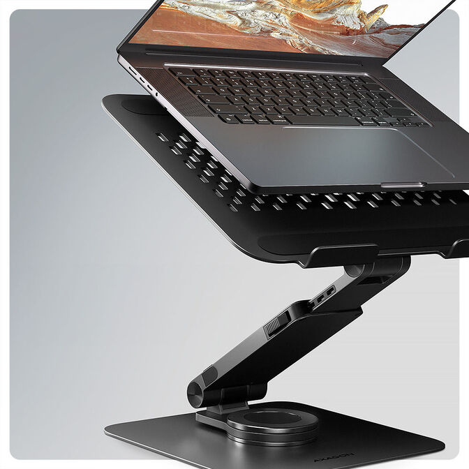 Soporte Elevat&oacute;rio Rotativo AXAGON STND-LRB  para Port&aacute;tiles Ajustable Aluminio Negro image number 1