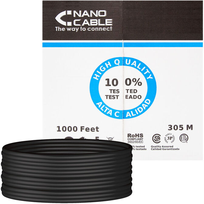 Bobina de Red NanoCable RJ45 UTP CAT.6 AWG24 CU Exterior 305 M Negro image number 0