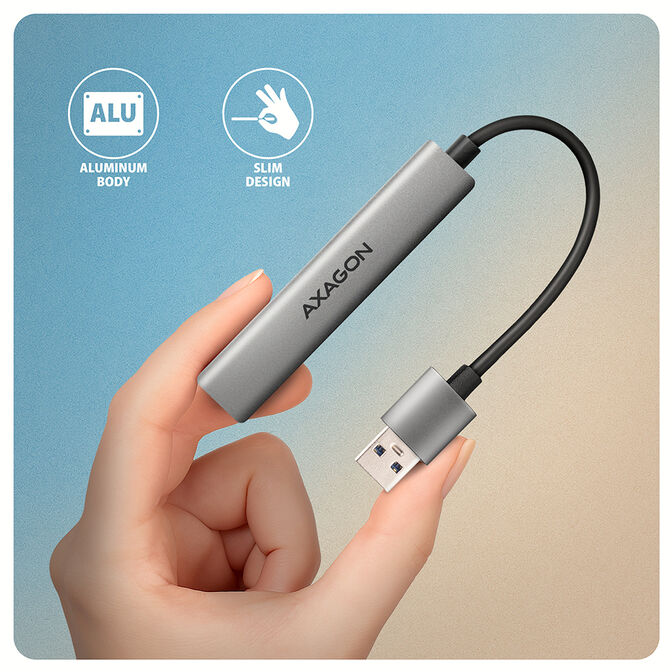 HUB USB AXAGON HUE-STA 1x USB-A 5Gbps + 2x USB-A + 1x USB-C, cable USB-A 12 cm image number 4