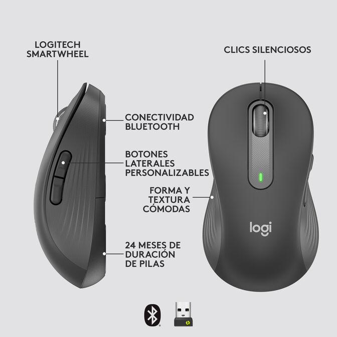 Rat&oacute;n Logitech Signature M650 para Zurdos 4000DPI Wireless/Bluetooth Grafito image number 2