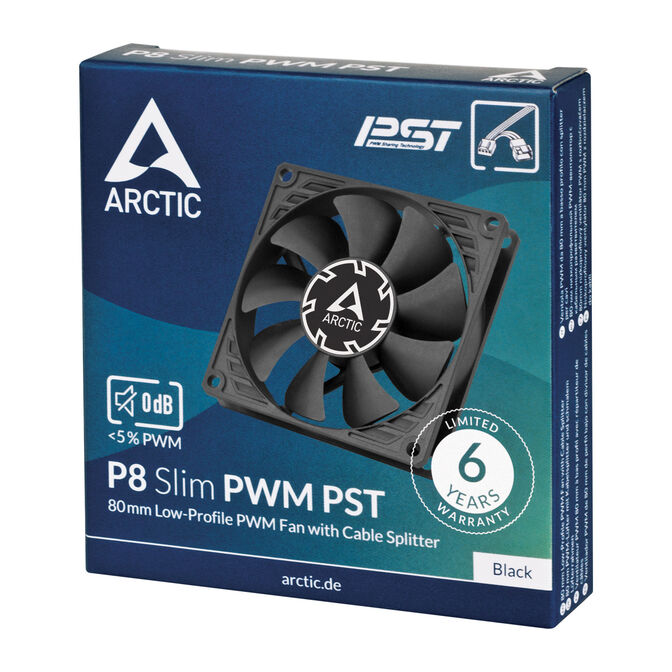 Ventoinha Arctic P8 Slim PWM PST 80mm - Negro image number 5