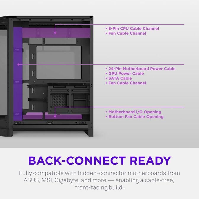 Torre ATX NZXT H6 Negro Cristal Templado image number 8