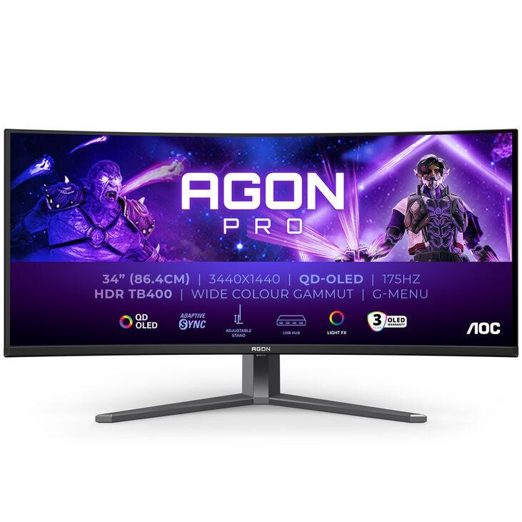 Monitor Curvo AOC Gaming 34" AG346UCD QD-OLED UWQHD 175Hz 0.3ms Adaptive Sync HDR400 image number 1