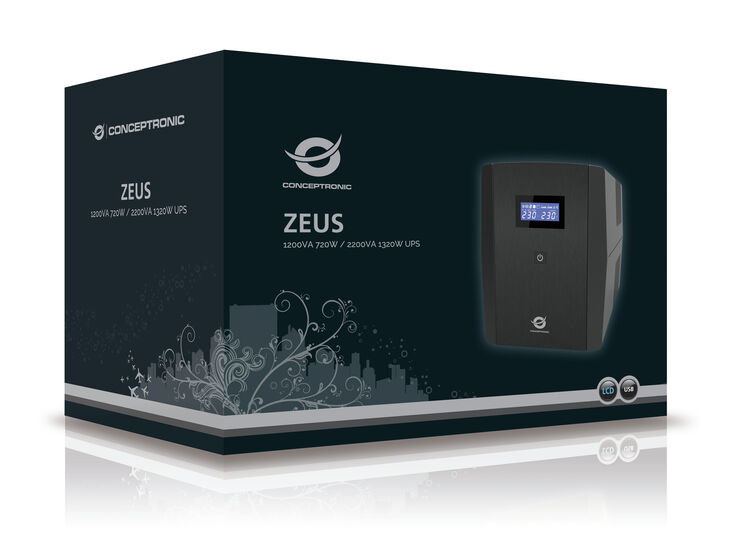 UPS Conceptronic ZEUS03EM 1200VA/720W IEC + Toma Schuko image number 2