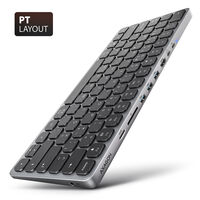 Teclado c/ HUB AXAGON HMC-KB keyboard USB-C 5Gbps, microSD/SD, 3x USB-A, HDMI 4K/60Hz, PD 100W, Audio, PT layout