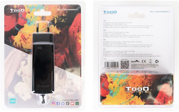 Cargador de Portátil GaN Tooq USB-C PD 90W Negro image number 4