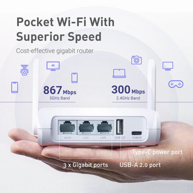 Router de Viagem GL.iNet GL-SFT1200 Opal Wireless AC1200 Dual Band image number 4