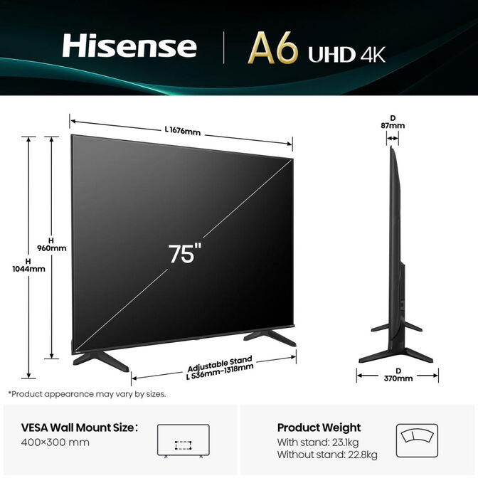 Televisor Hisense 75A6Q 75" LED UltraHD 4K VIDAA image number 1