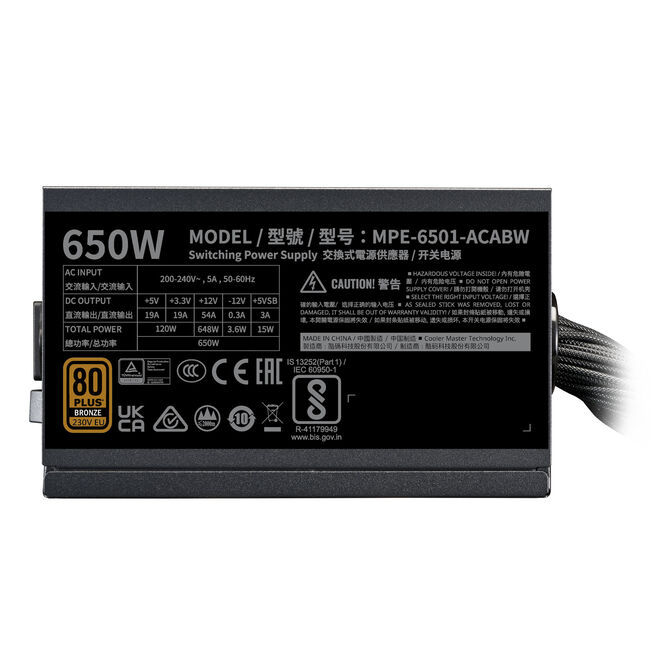 Fuente Alimentaci&oacute;n Cooler Master MWE 650W V3 80+ Bronze ATX 3.1 image number 6