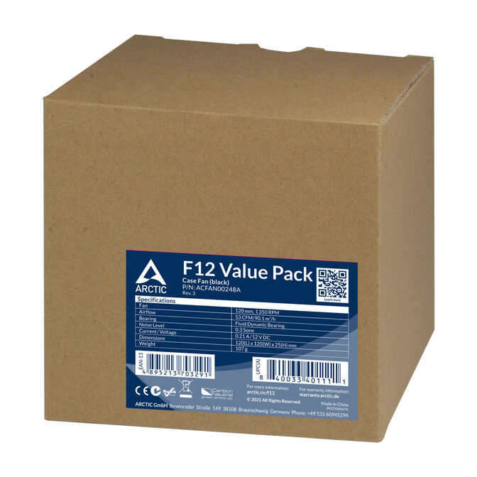 Ventilador Arctic F12 120mm - Negro (Pack 5) image number 4
