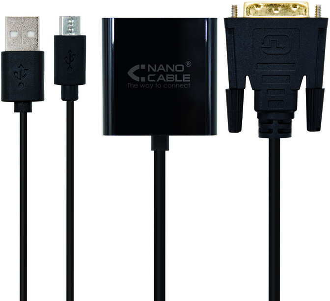 Adaptador NanoCable DVI M para VGA 10 CM Negro image number 1
