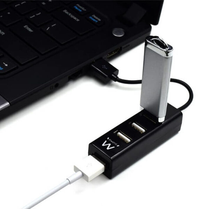 Mini HUB USB Ewent 2.0 de 4 Portas Negro image number 2