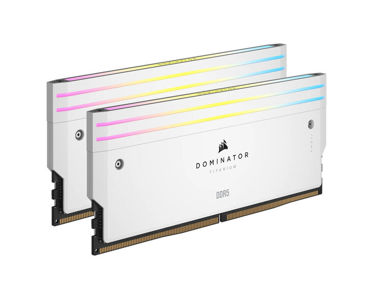 Corsair Kit 32GB (2 x 16GB) DDR5 6000MHz Dominator Titanium RGB White CL30 image number 1