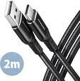 Cable de cargamento AXAGON BUCM-AM20AB USB-C  <-> USB-A, 2m, USB 2.0, 3A, ALU, braid, Negro image number null