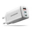 Cargador de pared AXAGON ACU-DPQ65, 3 puertas (USB + USB-C duplo), PD3.0/QC4+/PPS/Apple, 65 W, Blanco image number null