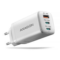 Cargador de pared AXAGON ACU-DPQ65, 3 puertas (USB + USB-C duplo), PD3.0/QC4+/PPS/Apple, 65 W, Blanco