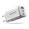 Cargador de pared AXAGON ACU-DPQ65, 3 puertas (USB + USB-C duplo), PD3.0/QC4+/PPS/Apple, 65 W, Blanco
