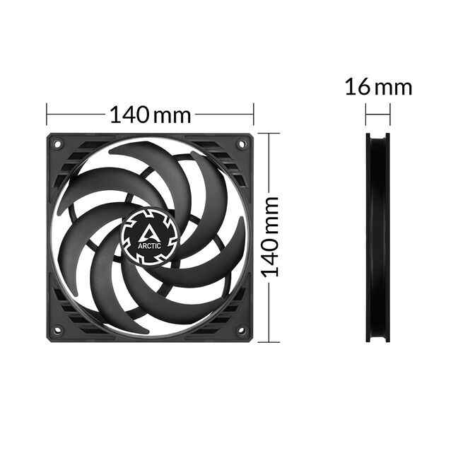 Ventilador Arctic Slim PWM PST 140mm - Negro image number 4