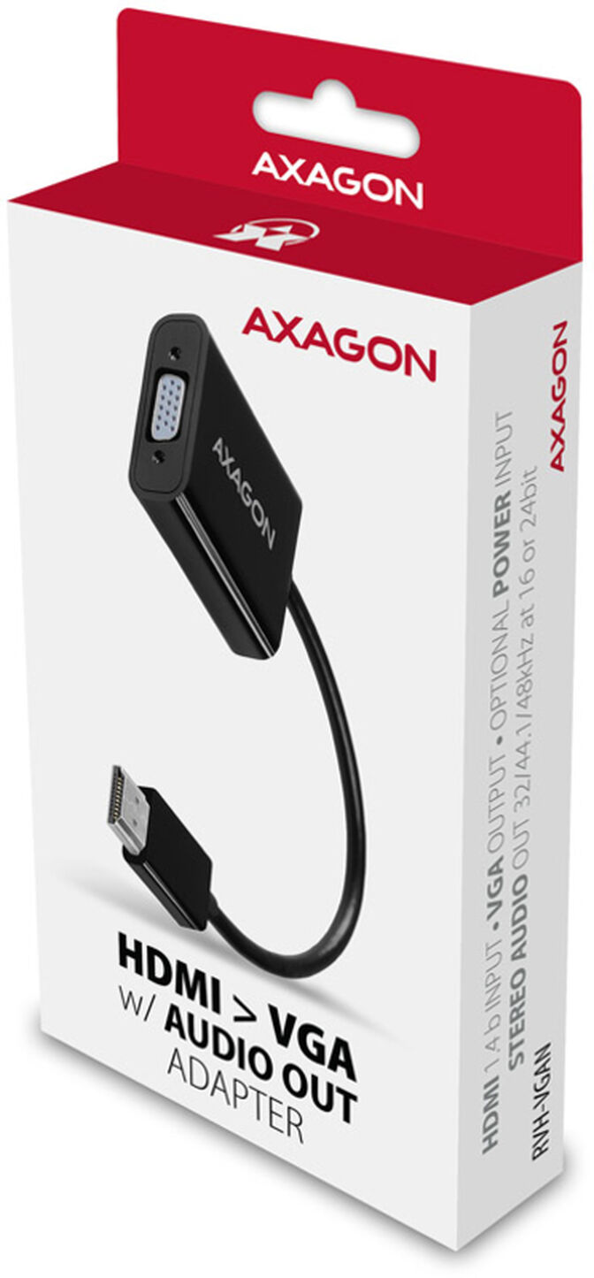 Adaptador AXAGON RVH-VGAN, HDMI para VGA, Full HD, Audio OUT image number 2