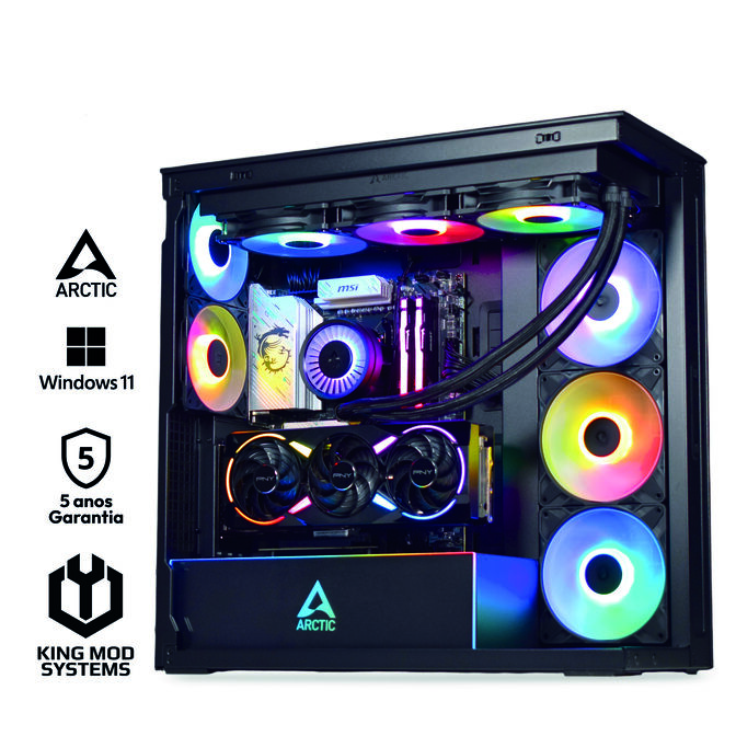 Ordenador King Mod Gamer-PC Arctic Ryzen 7 9800X3D 32GB DDR5 2TB RTX 5070 Ti WiFi W11 Bonus