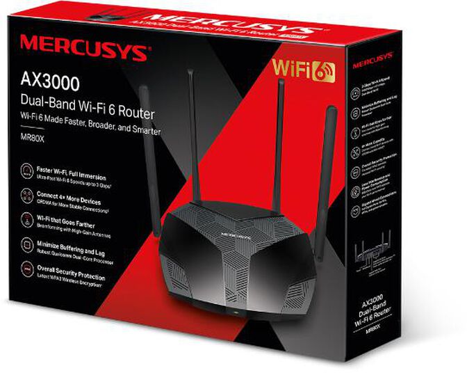 Router Mercusys MR80X AX3000 Dual-Band WiFi 6 Gigabit image number 4
