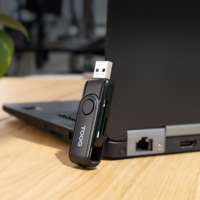 Lector de Tarjetas Tooq USB-C 2.0+USB-A 3.0, SD/TF, Negro image number 2