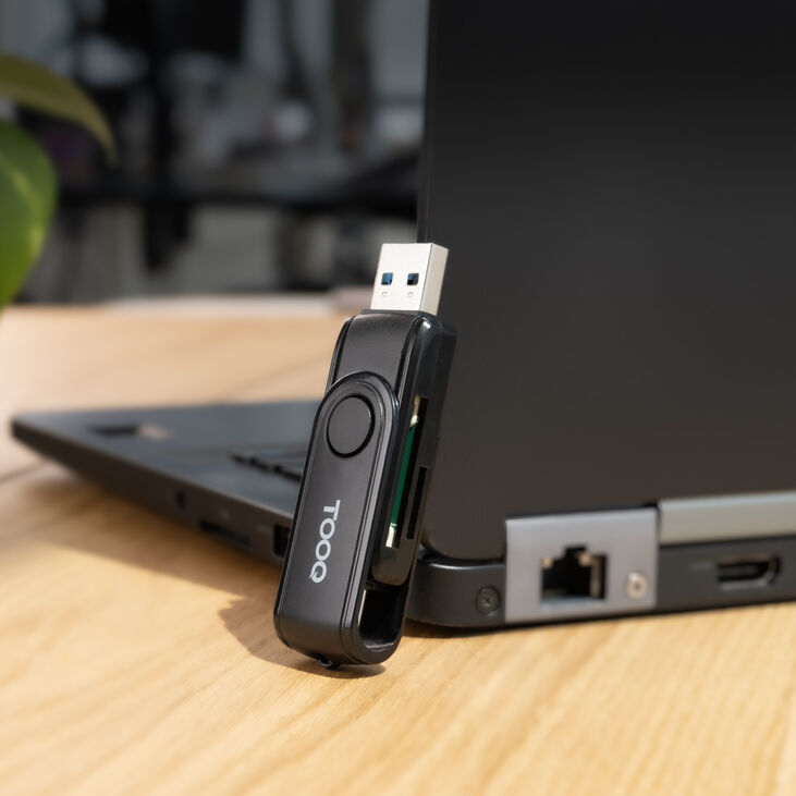 Lector de Tarjetas Tooq USB-C 2.0+USB-A 3.0, SD/TF, Negro image number 2