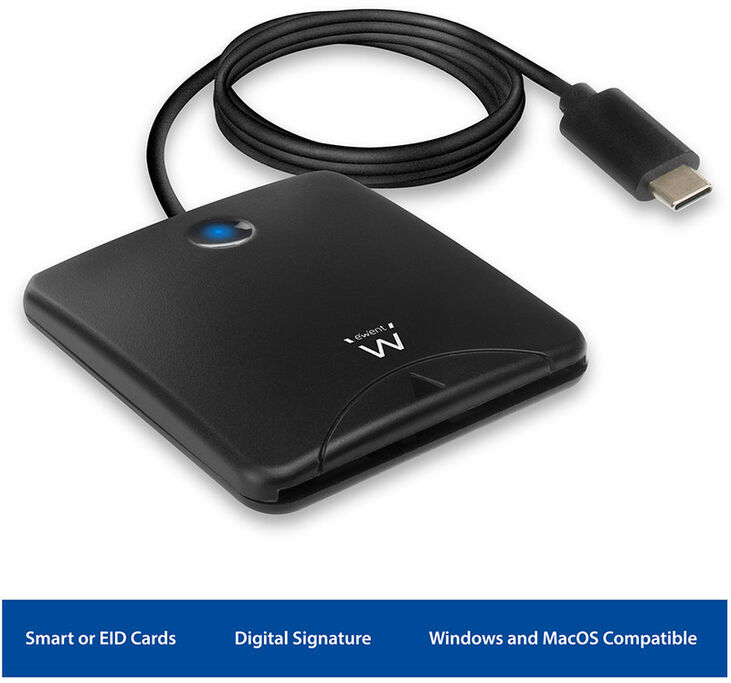 Lector de Tarjetas Inteligentes Ewent USB Tipo C Negro image number 1