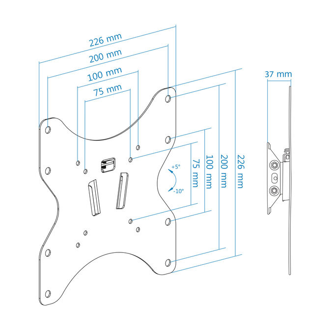 Soporte de Pared Tooq Tilt 23" a 42" 37mm Max. 35kg Negro image number 12