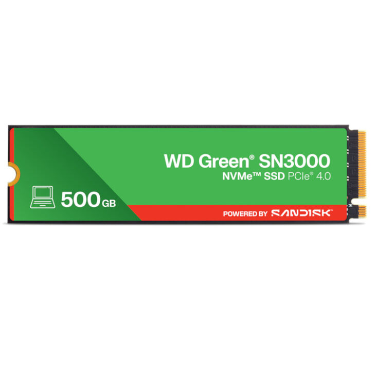 Disco SSD Western Digital Green SN3000 500GB Gen4 M.2 NVMe (5000/4100MB/s) image number 0