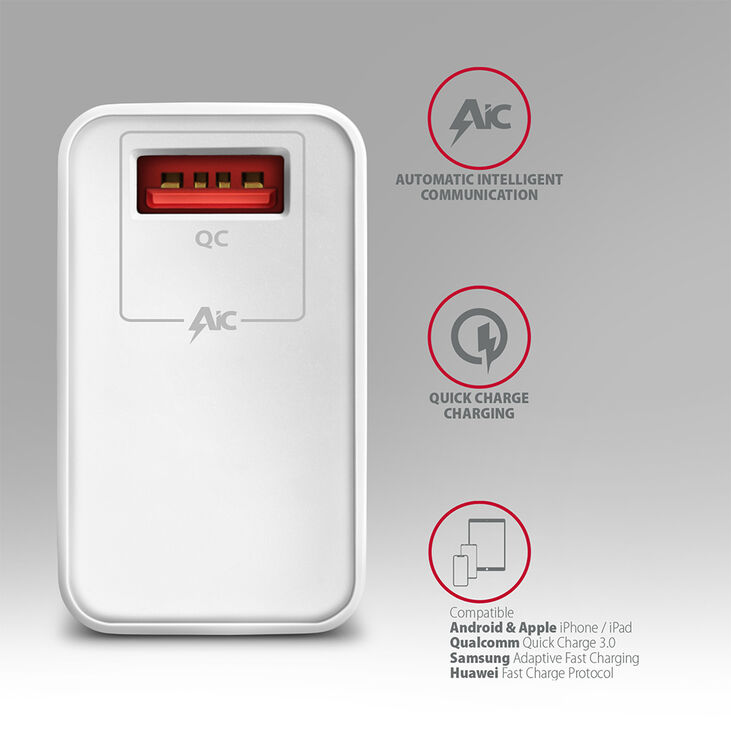 Cargador de pared AXAGON ACU-QC19W 1x QC3.0/AFC/FCP/SMART 19W Blanco image number 2