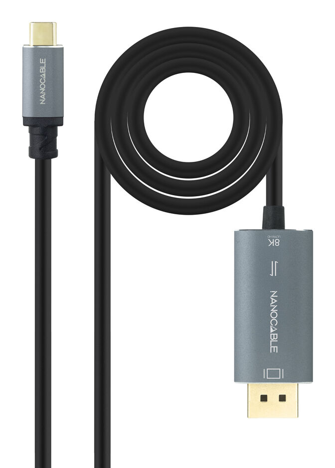 Cable Conversor Nanocable USB-C/M > DisplayPort/M 8K 2 M Negro image number 0