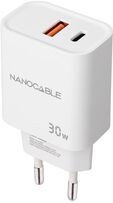 Cargador Nanocable USB-C/PD + USB-A/QC 30W Blanco image number null