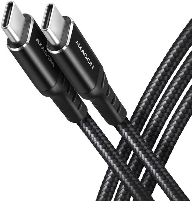 Cable de cargamento AXAGON BUCM-CM20AB cable USB-C  <-> USB-C 2.0, 2m, PD 60W, 3A, ALU, braid, Negro image number 0