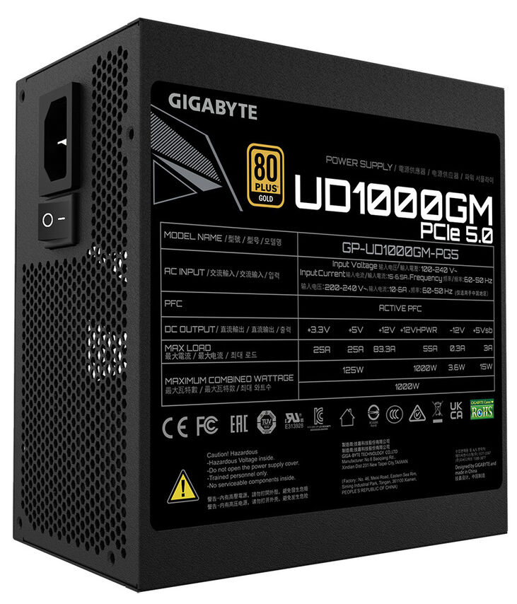 Fuente de Alimentación Gigabyte UD1000GMPG5 1000W 80+ Gold Modular PCIE 5.0 image number 4
