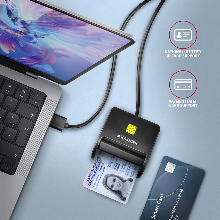 Lector de tarjetas AXAGON CRE-SM3SD USB Smart card & SD/microSD/SIM card FlatReader image number 3