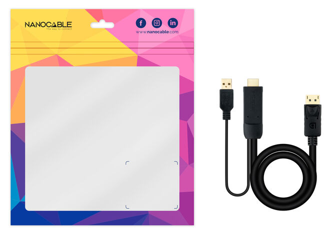 Cable Conversor NanoCable HDMI 2.0 para DisplayPort V1.2 1.8 M Negro image number 3